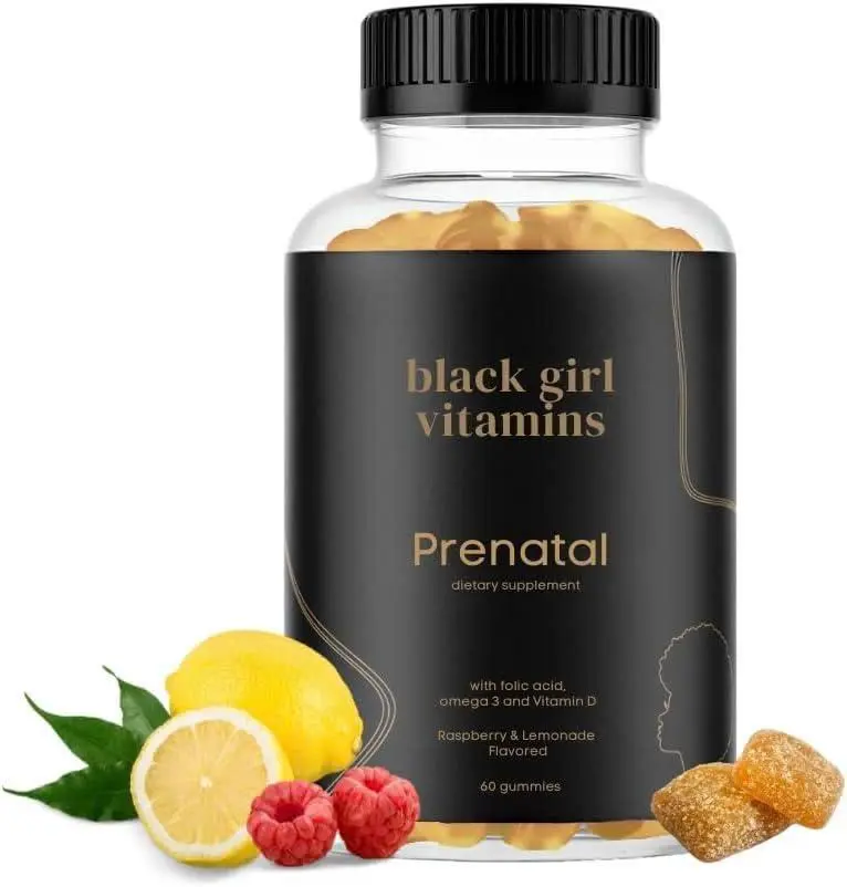 🔥 HOT SALE 51% OFF | Black Girl Vitamins - Prenatal Gummies for Women Vitamin with Folate for Bone Health Support, Gluten-Free, (Raspberry-Lemonade), 60ct