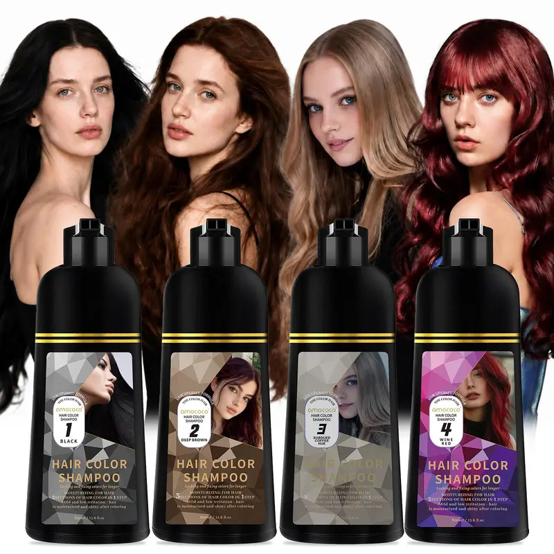3-in-1 Hair Color Shampoo - Plant Extract & Haircare Oil Infused, Fruity Aroma, Quick Coloring, Gentle Cleansing, Demipermanent Long-Lasting Color, Unisex Adult Formula for All Hair Types