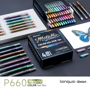 Languo P660 Metal Color Gel Pen Set, 48 Colors Full Range, High Hardness Tungsten Carbide Tip, Professional Art Supplies, Artist Supplies