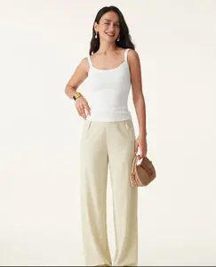 OGL Move Wrinkle-resistant Cotton-linen Mid Rise Straight Leg Pant