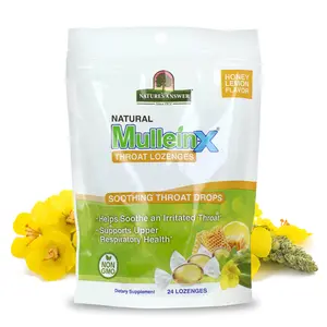 Nature's Answer Mullein-X Respiratory Soothing Throat Lozenges 24-Count Alcohol-Free Herbal Cough Support with Mullein Marshmallow English Ivy & Honey Non-GMO Gluten-Free