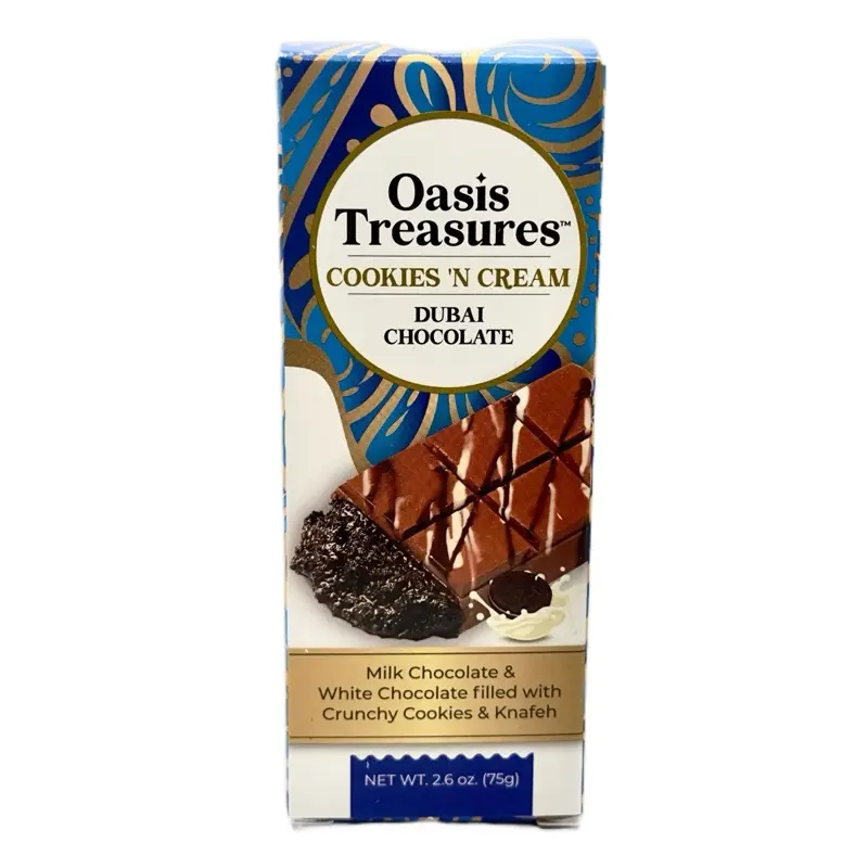 Oasis Pistachio Knafeh Stuffed Chocolate Milk Snack - 2.6 oz, Filled with Crunchy Cookies, Sweet Dessert Treat