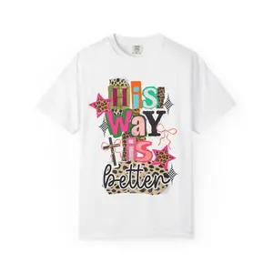 T‑Shirt — "His Way is Better" Colorful Leopard Cross Faith Graphic