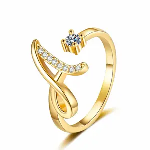Gold Adjustable Chunky Ring for Women - Cute Alphabet Jewelry, Personalized Design, Ideal for Weddings and Gifts