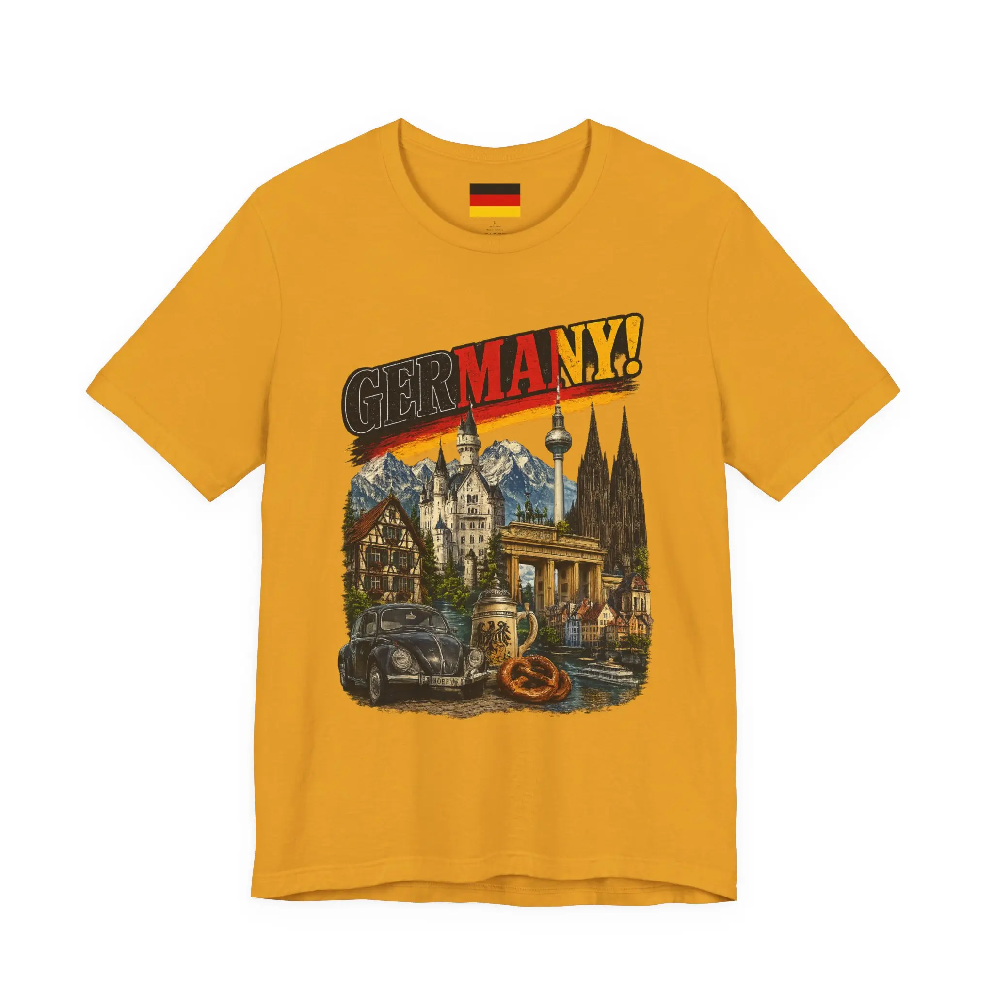 Germany Vintage Travel Graphic Tee | Cologne Cathedral, Pretzel, VW Beetle
