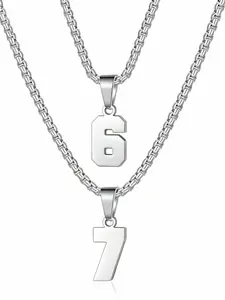 Stainless Steel Number Necklace, Color-Resistant Arabic Numerals Design, Durable Jewelry Accessory for Everyday Wear, Modern Versatile Accessories
