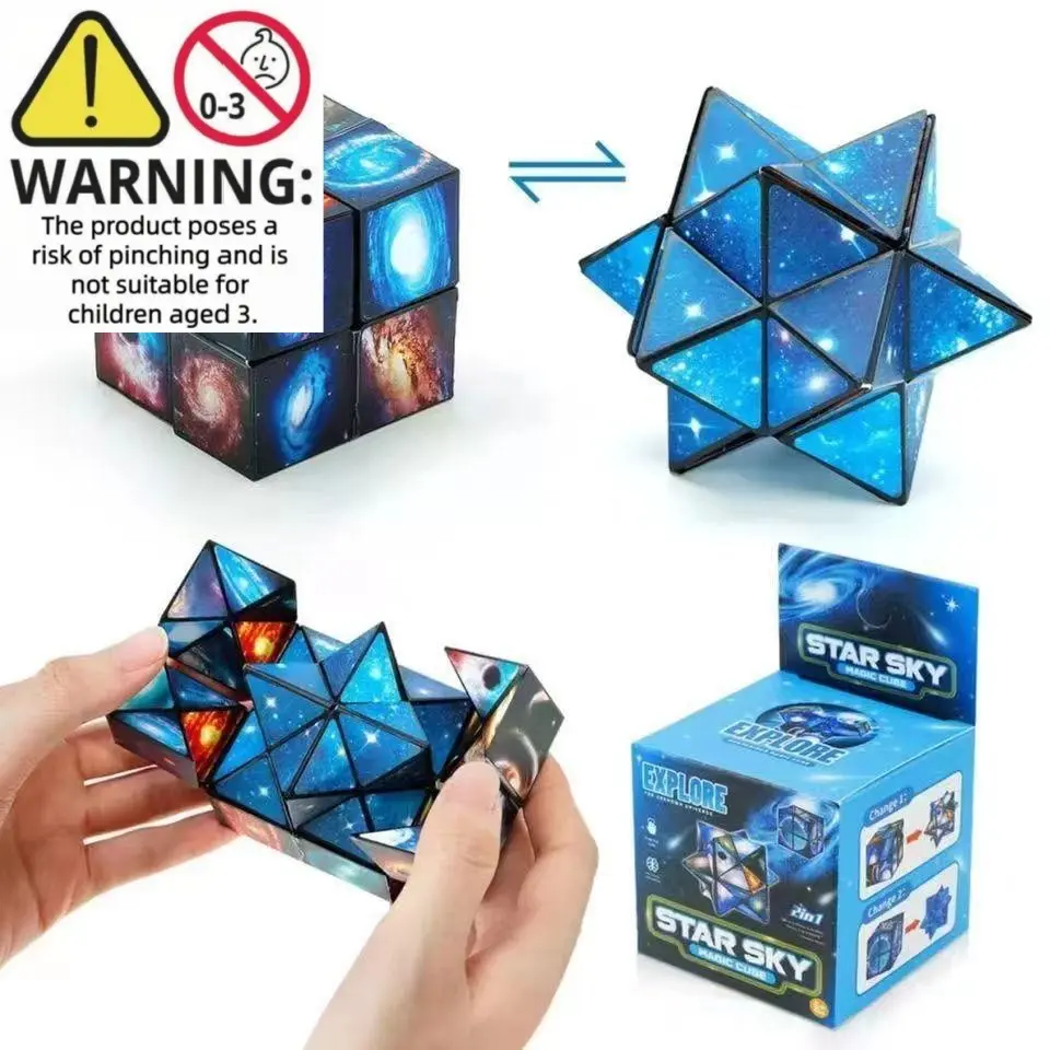 2-In-1 3D Infinite Cube Galaxy Puzzle, Fun Challenge, Stem Space Logic Toy, Kids & Adults Educational Game, Halloween Christmas Gift, Unisex, Fidget Cube, Warning