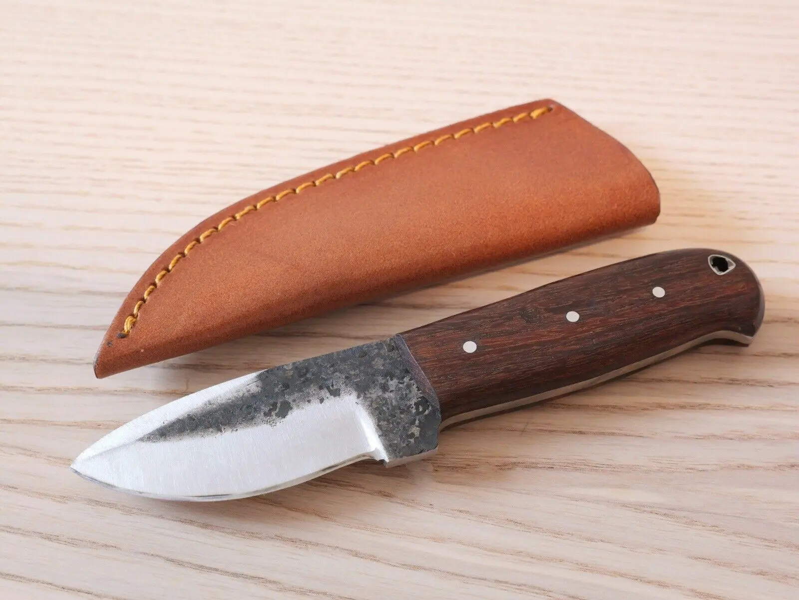 Tattva Tactical 7” Carbon Steel Fixed Blade Knife Mini Full Tang Indestructible Leather Sheath