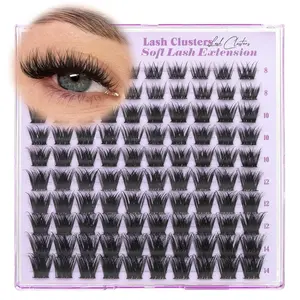 Short Plush Cluster Lashes 8-14mm, Fine Curled Cluster Lashes, Natural Single Root Lashes, Soft Cluster Lashes with Wide Band, DIY Easy Operation