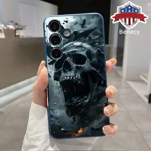 Dark Domain Pattern Straight Edge Phone Case Compatible with Galaxy S23 Ultra S24 Plus S25 S22+ Shockproof Non Slip Military-Grade Protection Liquid Silicone Cover Smartphone Casing