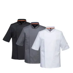 Portwest Mens MeshAir Pro Chefs Jacket S/S Slim Fit Apron Durable Comfy C738
