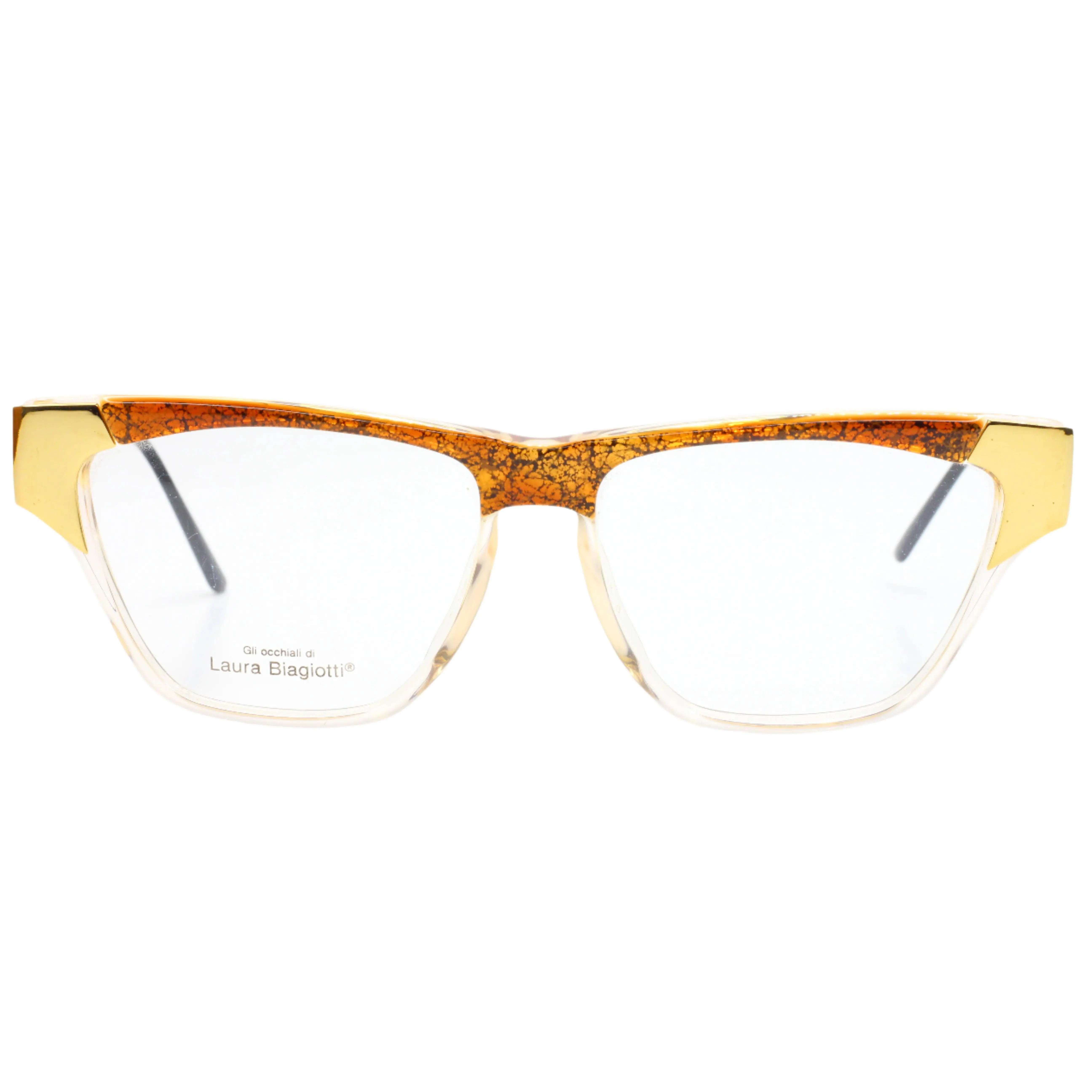 Laura Biagiotti V94 45V Gold Havana Brown Vintage Italian Eyeglasses -Wo