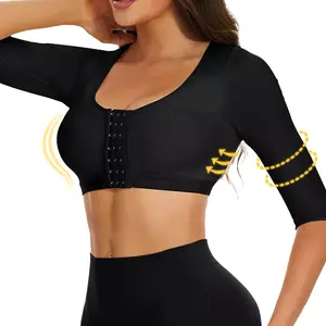 Women Shaping Tops Postpartum Post Surgery Shapewear Arm Compression Sleeves Seamless Front Closure Adjustable Hook Push Up Bra Underwear