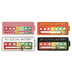 [Buy 1 Get 1 Free] My Social Battery Slider Pin, Cute Social Battery Pin, Funny Interactive Brooch Pin, Functional Mood Enamel Pins 7 Days a Week for Clothing Decoration Backpacks Bags Hats Gifts