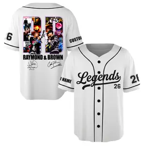 Langends R&B Tour Jersey, Unisex White Baseball Jersey, Casual Sports Loose T-shirt Top, Enlarged And Widened Loose Pullover Jersey for Men And Women