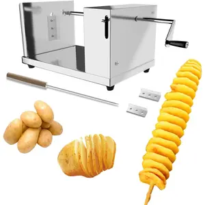 Potato Cutter french fry cutter Manual Stainless Steel Twisted Potato Slicer Cutter curly fries Cucumbers Carrots Slicer with Reusable Stick