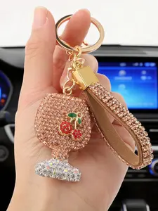 Champagne Color Cherry Keychain, Mother's Day Gift, Back-To-School Accessory, Car Key Chain, Cute Bag Charm, Romantic Valentine's Present