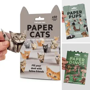 DIY Paper Animal Kit, 50 Sheets Origami Paper for Cute Cat & Dog Shapes, Fun Craft Activity for Adults & Kids, Desktop Decor Gift Idea