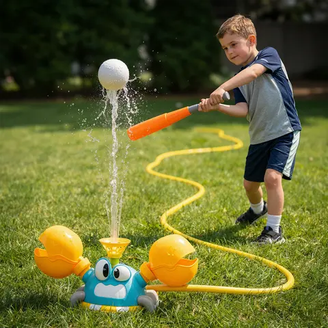 AONTESS Sprinkler Crab 3-in-1 Water Toy for 3+ Years Old, ABS Plastic Sports Toy with Baseball Throw Play, Adjustable Water Pressure, Gentle Spray, Garden Hose Connectivity, Extra-Large Storage Bag, Great Value Summer Gift, Super Easy Installation