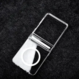 PC Material UV Hardened Dual Axis Phone Case, Magnetic Ring Accessories Wireless Charging, Fits Samsung Galaxy Z Flip 5/6/7/7fe