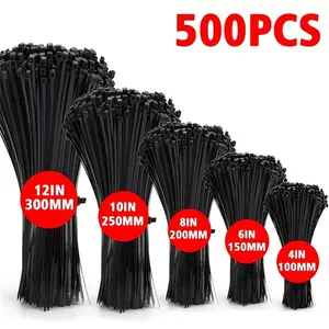 Self-locking Wire Cable Ties, Durable Nylon Zip Ties in Various Sizes, Cable Management Ties for Home, Office, Garden, and Workshop