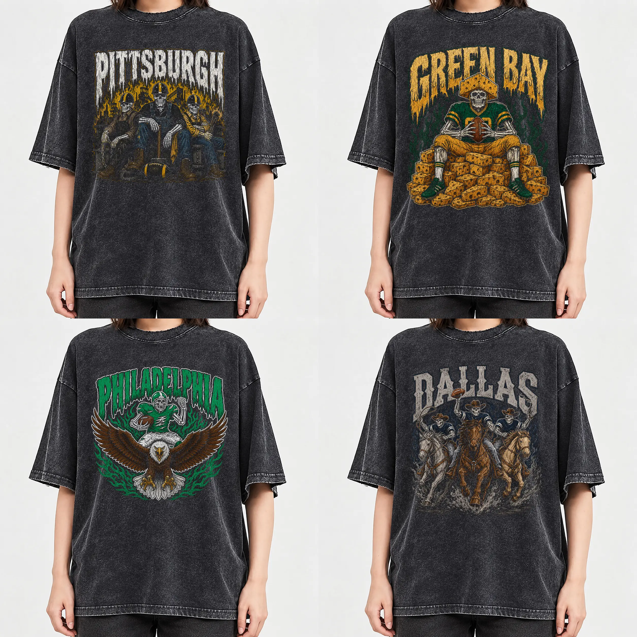 Comfort Color All 32 Teams Football Skull Vintage Shirt T-Shirt Pepper Classic 90s All Team Football T-Shirt, Cowboy T-Shirt, Cowboy Football Game Day Shirt, Team Unisex Shirt Gift Football FanTailgating & Team Pride Men's Wear Top Apparel Cotton