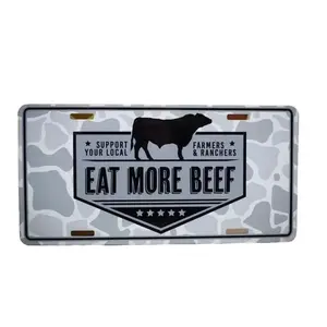 Eat More Beef Support Your Local Decorative Number License Plates, Car Accessories, Perfect Gift - Lightweight Aluminum, Pre-Drilled holes, Easy Installation 87H