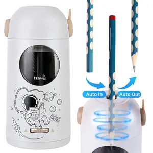 TENWIN Fully Automatic Electric Pencil Sharpener - Durable Blade, Auto Feed, Rechargeable No-Touch Design, Shavings Management, 7-11.5mm Colored Pencil Compatibility, Ideal for Home & Classroom, Office Stationery Writing Tool