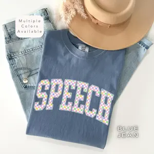 Comfort Colors Checkered Speech Shirt, Speech Language Pathologist T-Shirt , Trendy SLP Shirt, Speech Therapist TShirt, Speech Language Gift
