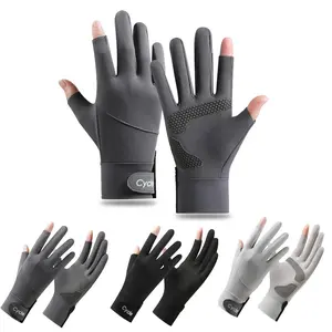 2-Finger Cut UV Protection Gloves, Breathable Anti-Slip Touchscreen, Cycling Gloves, Sporty Style, All Seasons