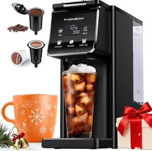 Hot & Iced Coffee Maker for K-Cups & Ground Coffee, Single-Serve Brewer with Bold Setting, Reusable Filter, Travel Mug Friendly, Compact & Quick Brew, Black Household Appliances espresso machine coffee bar supplies