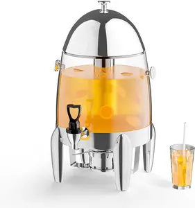 ROVSUN 3 Gallon/12L Beverage Dispenser, Coffee Chafer Urn with Fuel Holder, Drink Dispenser Water Juice Dispenser with Ice Container Spigot, Hot & Cold Drinks for Party Catering Buffet, Plastic