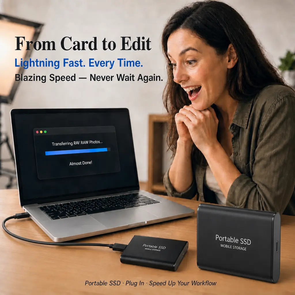 16TB External Hard Drive USB 3.2 Type-C High Speed SSD Portable Mobile Storage Quiet Operation for PC Mac