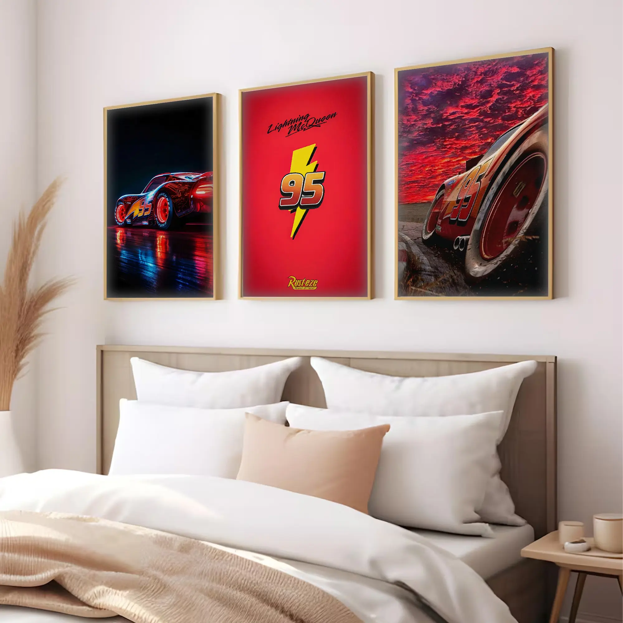 Set of 3 Movie Poster - Cars Movie Poster - Lightningg Radiator Springs Poster