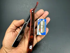 Men's Gift Beard Hair Shaving Detailing Razor Manual Razor with 10pcs replacement Blades, Professional Barber Hair Stylists Razor straight Edge stainless Steel Cartridge with Plastic Handle Manual Shaving Easy to Use Smooth Pack