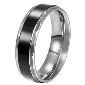 OIDEA Matte Black Vintage Stainless Steel Couple Ring Set, Minimalist Band Rings for Women, m Valentine Wedding Gift