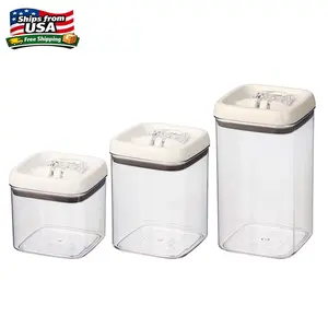 BHG Canister Pack of 3, Flip-Tite Square Food Storage Container Set, Made for Pantry Organization and Food Storage
