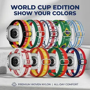 World Cup Apple Watch Strap, Suitable for Football Atmosphere, Compatible with Apple Watch S10/s11, Breathable Fabric, Winning Color