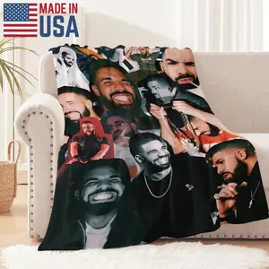 Rapper Singer Drake Flannel Blanket Inspired Ultra Soft Flannel Blanket Warm and Cozy Living Room Shawl Office Blanket Sofa Decoration Four Seasons Travel Blanket Multipurpose Gift Blanket Home Decor Accessory Digital Printing