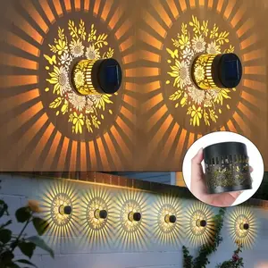 Solar Sunflower Wall Light, Projection Flower Wall Lamp, Outdoor Decorative Lighting, Garden Yard Path Community Holiday Atmosphere, Solar Pathway Lights