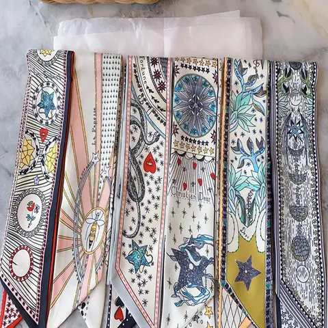 6-Piece Set Elegant French Tarot-Style Polyester Scarf, Vintage Woven Scarf with, Multifunctional Accessories for Women and Girls, Scarf for Hair