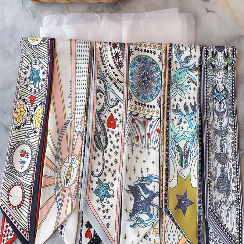 6-Piece Set Elegant French Tarot-Style Polyester Scarf, Vintage Woven Scarf with, Multifunctional Accessories for Women and Girls, Scarf for Hair