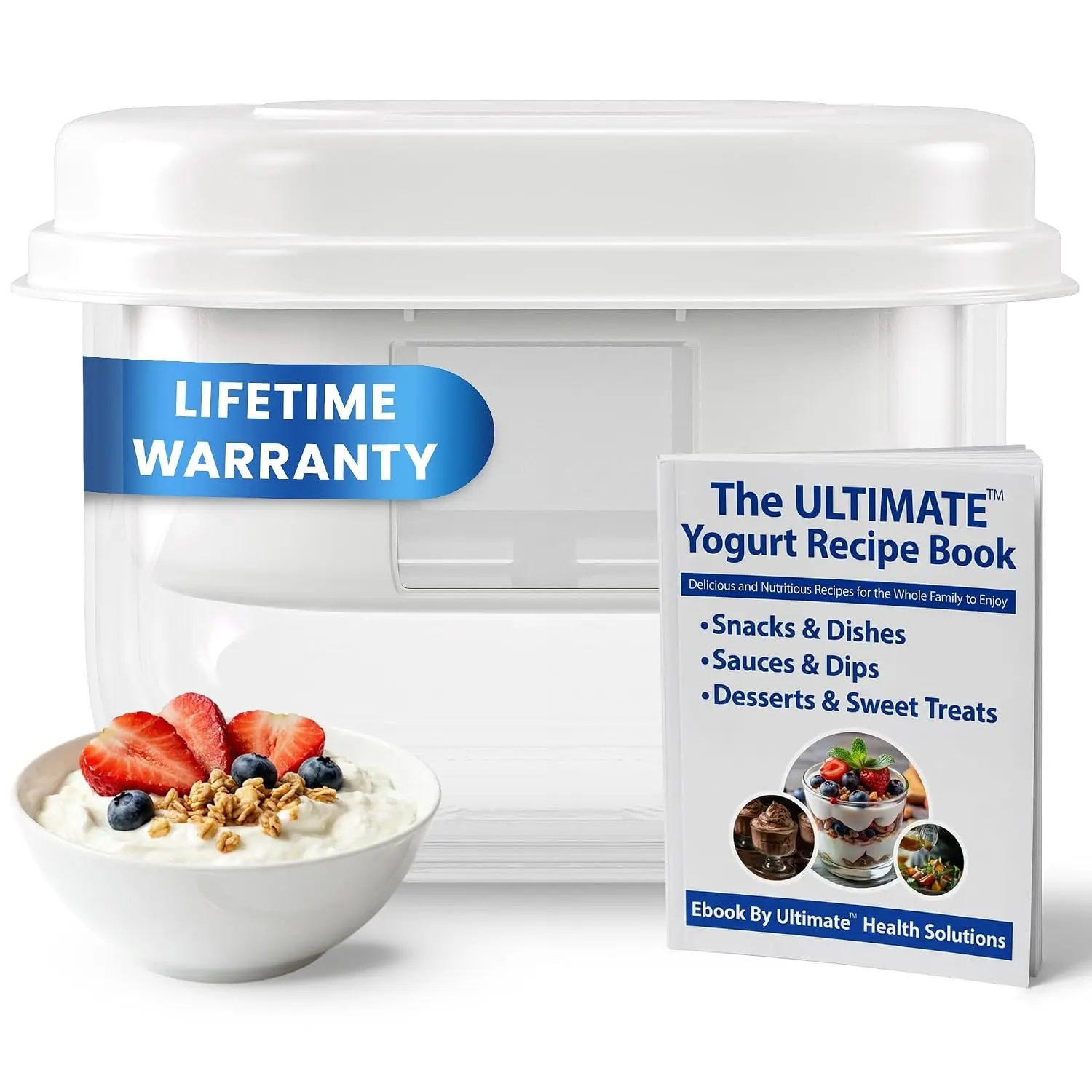 Ultimate Greek Yogurt Strainer, 2.3 Quart Fine Mesh Greek Yogurt Maker & Whey Separator for Thick High Protein Greek Yogurt, Labneh & Kefir, BPA-Free, Dishwasher Safe, Recipe Book