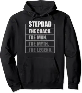 Stepdad Coach Man Myth Legend Coacher Stepdad Father's Day Pullover Hoodie - Robertsm Shop 65B09YTQHSB7