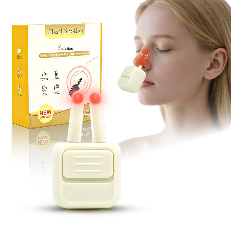 SooRadiant Red Light Nasal Soother, 10 Min Therapy For Sinus Comfort , Adjustable Light Rods for Nasal Fit, Portable Soothing Device For Dry Nose, Gifts for Family