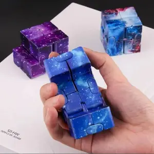 Infinite Flip Fidget Cube Toy Starry Sky Design Stress Relief Puzzle Folding Maze Sensory Toy for Kids Adults Gift