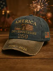 250th Anniversary Patriotic Baseball Cap, Usa Patriotic, Adjustable Retro Embroidered, Ideal Gift, Unisex, Woven Textile, Hand Wash