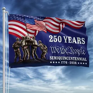 250th Anniversary American Flag - Double Sided Patriotic Garden Flag, with Hooks, Durable Polyester Outdoor Yard Decoration, Suitable for Independence Day, 1776-2026 Commemorative Design, All-weather Fade Resistant, No Need for Electricity