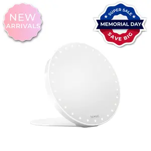 RIKI SUNNY Portable LED Makeup Mirror with Suction Mount Warm & Cool Color Temperature Adjustable 56 LED Lights for Flawless Visibility Travel Ready Design
