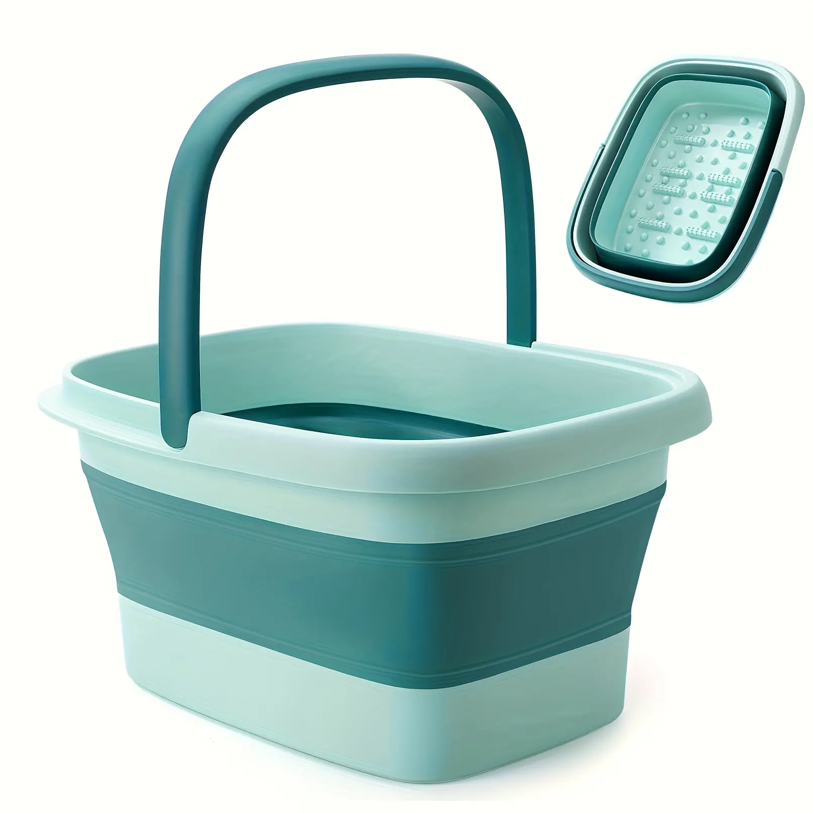 New Collapsible Foot Bath Basin Foot Soak Tub, 15L/4 Gallons Large Foot Soaking Tub with Massage Acupoint for Soaking Feet, Pedicure Bowl Foot Spa, Multifunction Plastic Bucket with Handle, Foldable Laundry Basket